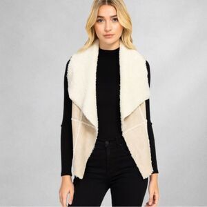 Nuage Women’s Vest Open Front Sherpa Tan Size Large Fall Outdoor